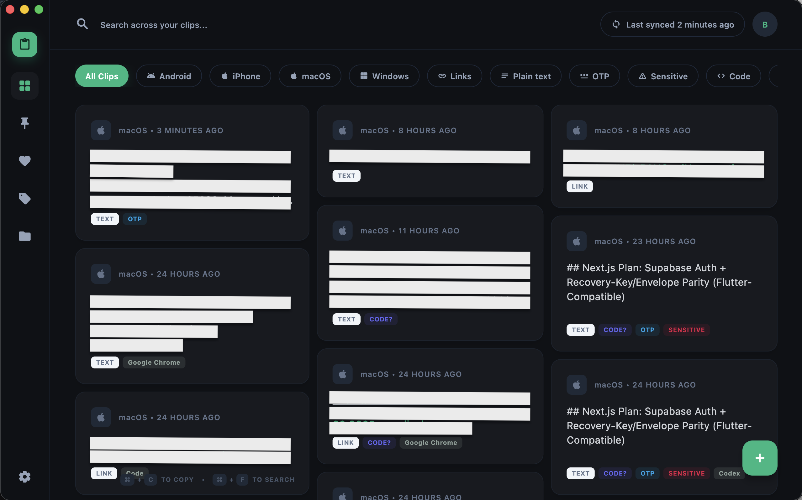 CrossClips desktop app screenshot