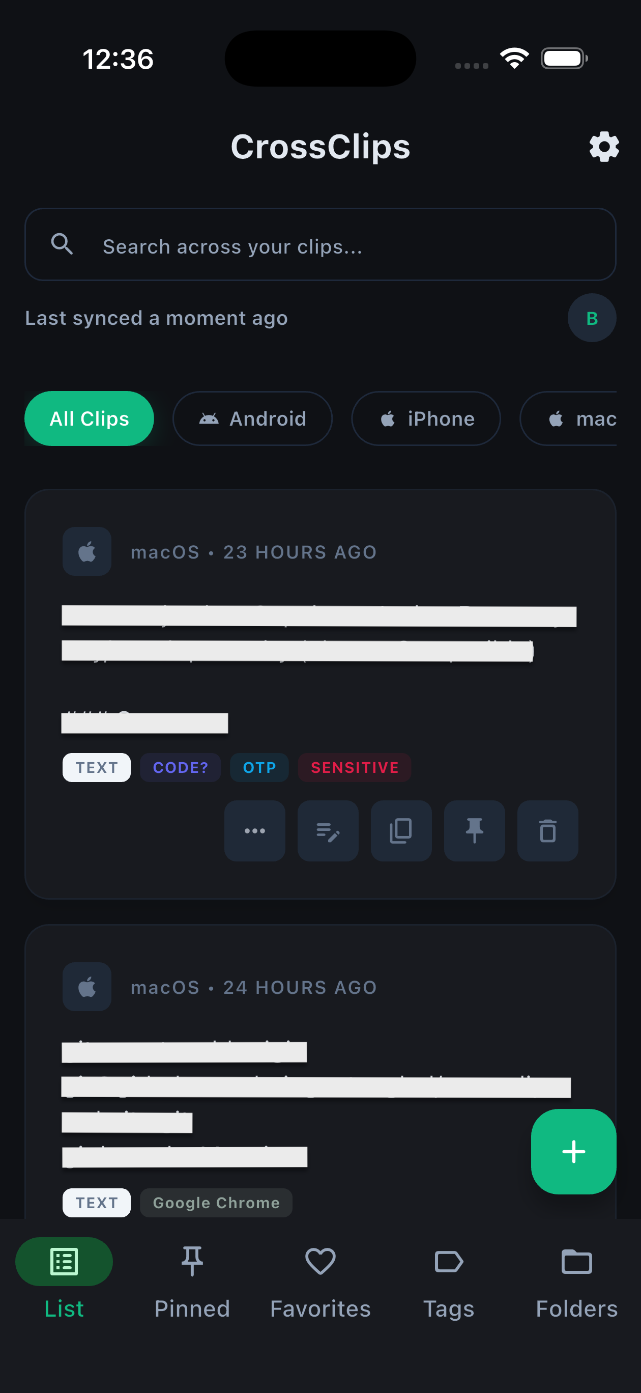 CrossClips mobile app screenshot